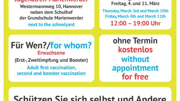 Vorderseite Informationszettel zur Corona-Impfung in Marienwerder